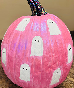 Pumpkin Entry #10 Pink pumpkin painted with white ghosts