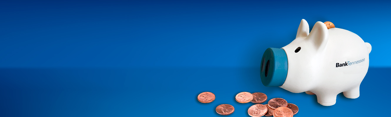Piggy bank with pennies on a blue background regarding limited penny availability